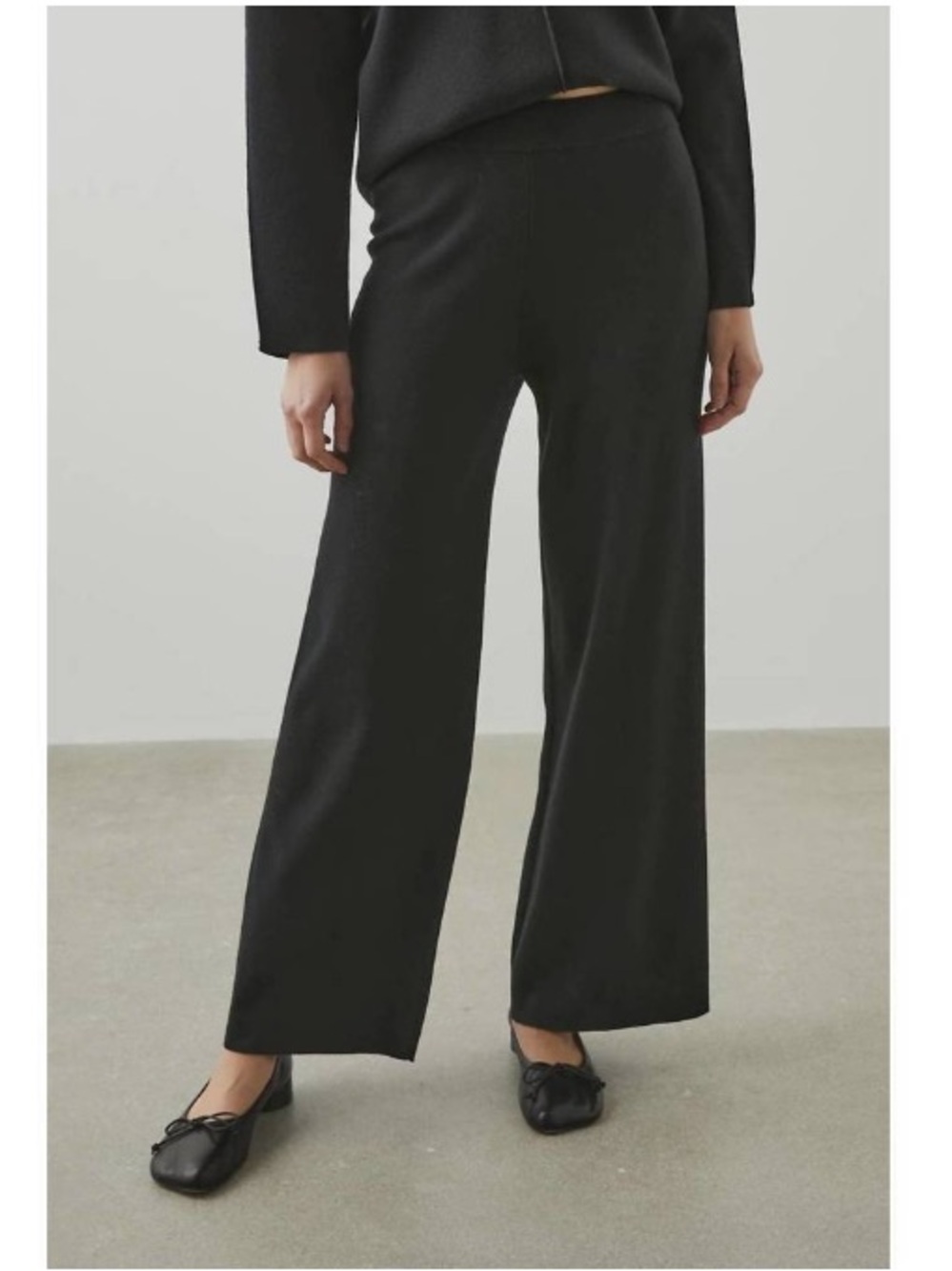 Rails Krista Knit Pull-On High Rise Relaxed Wide Leg Lounge Pant Black Small